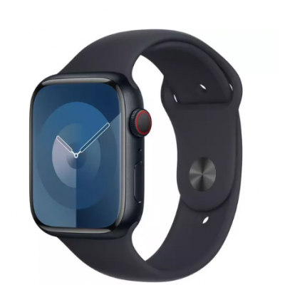 APPLE Watch Series 9 Cellular – 45 mm Midnight Aluminium Steel Case with Midnight Sports Band, M/L