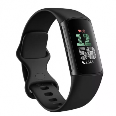 FITBIT Charge 6 Fitness Tracker – Obsidian, Silicone Strap, Universal