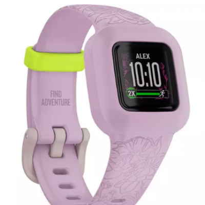 GARMIN vivofit jr. 3 Kid’s Activity Tracker – Lilac Floral, Adjustable Band
